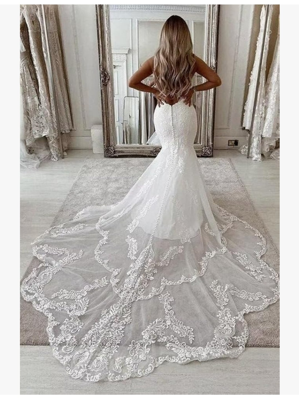 Mermaid Wedding Dress for Bride Women's Lace Applique s Vintage V Neck Wedding Dresses Ball Gowns