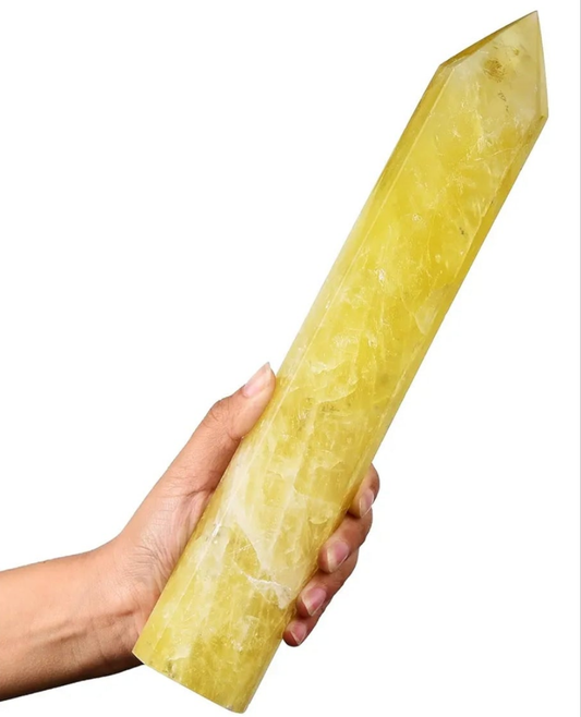Extra Large Crystal Obelisk Tower Point Wand 6 Faceted Reiki Meditation Therapy