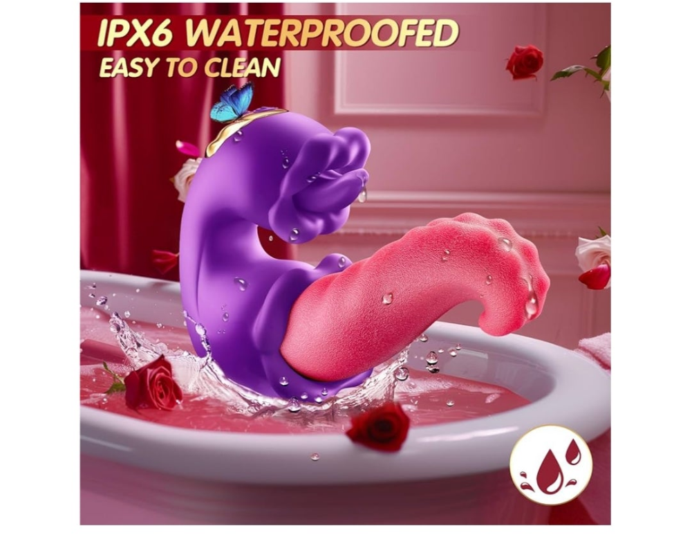 Vibrator Adult Sex Toys for Women - 4 in 1 Tongue Thrusting Vibrators Dildo Rose Sex Toys with 10 Licking Clitoral & 10 Vibration Mode, G Spot Clit Stimulator Pleasure Tools for Female Couples Games