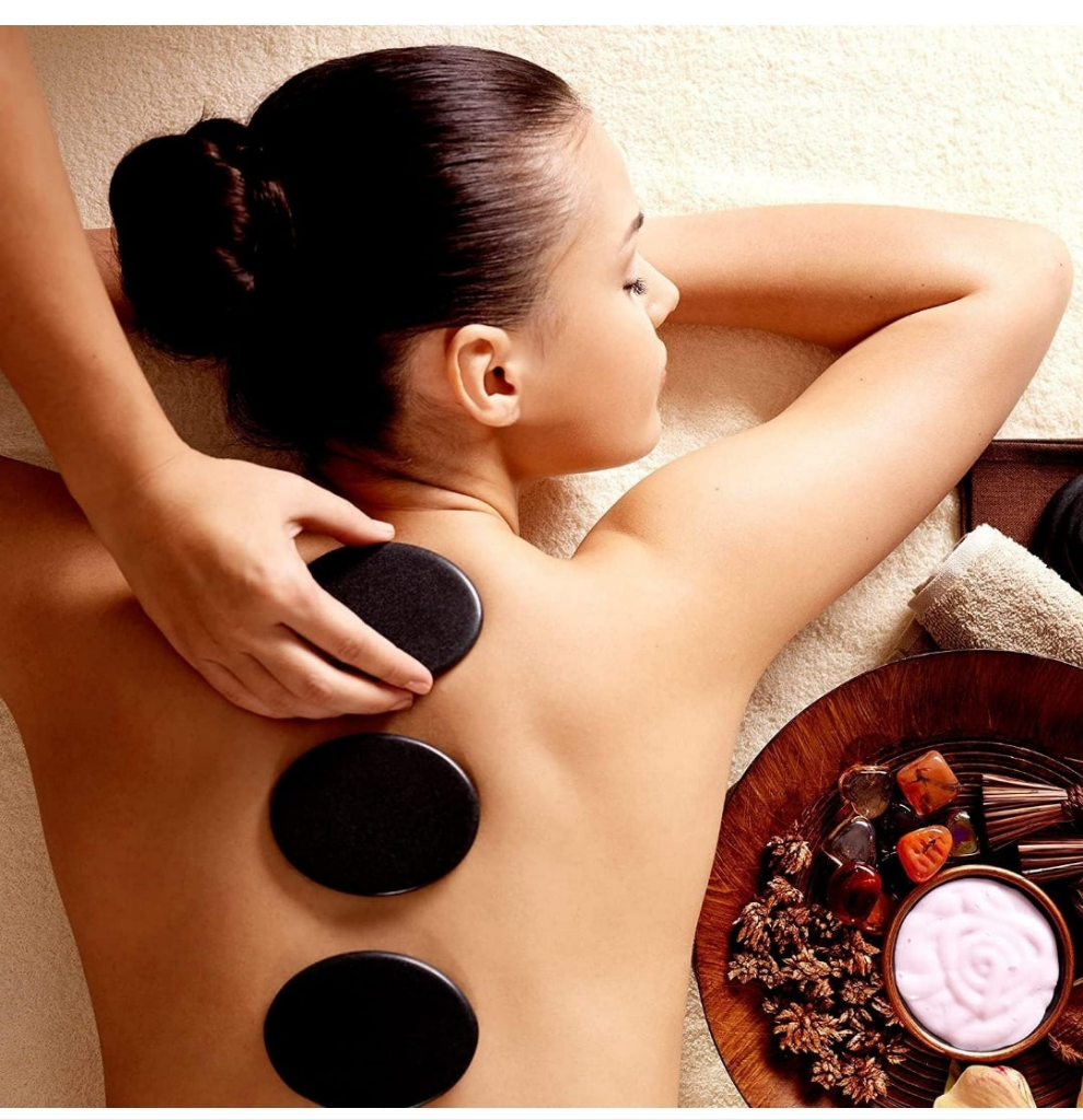 Personal Large Massage Stone Set Basalt Hot Rocks Stones, 2.36 In 3.15 In,Black,6 Count