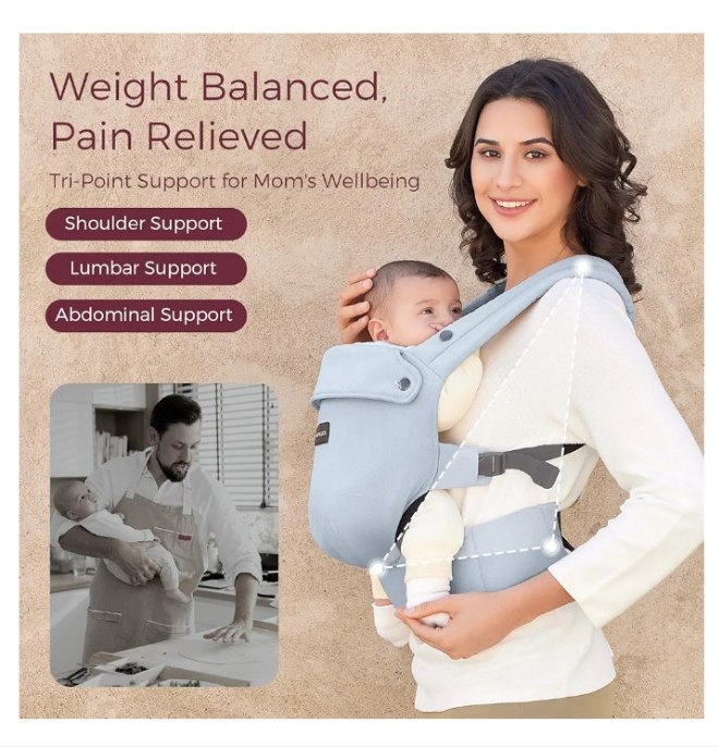 Baby Carrier - Ergonomic, Cozy and Lightweight Carrier for 7-44lbs, Effortless to Put On, Ideal for Hands-Free Parenting, Enhanced Lumbar Support, Purehug for Infant to Toddler, Starry Night