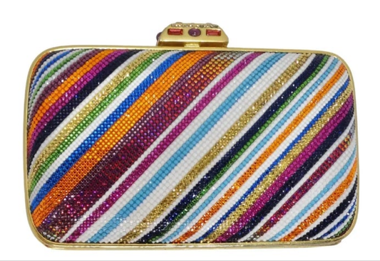 Judith Leber Multicolor Swarovski Crystal Embellished Clutch