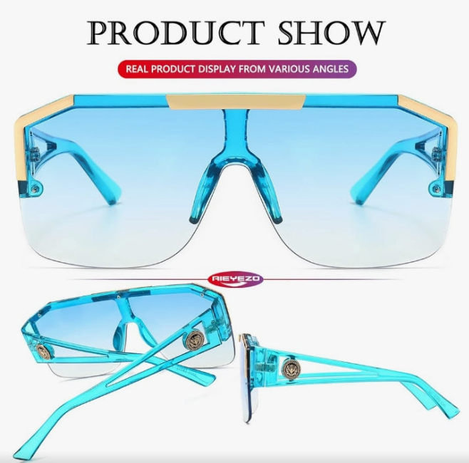 Square Oversized Sunglasses Flat Top Shield Sun Glasses for Men Women One Lens Square Shades