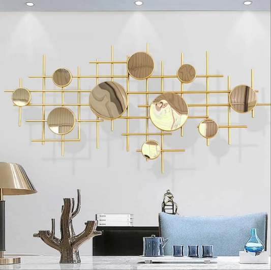 Three-Dimensional Wrought Iron Artwork Metal Wall Hanging Geometric Abstract Wall Decor for Home 12060cm Art Home Decor