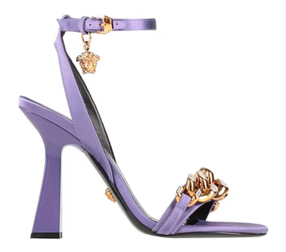 Versace Medusa 110mm Chain High Heeled Sandals
Deep Fuchsia Satin