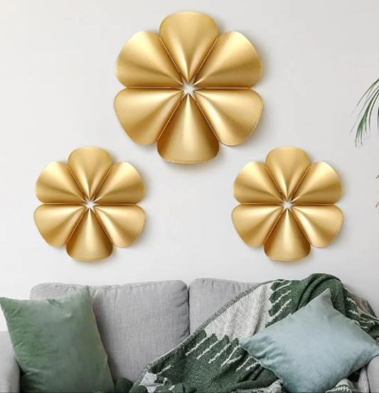 Rustic Gold Flower Wall Decor Boho Modern Accent Decorative Hanging Wall Art for Living Room Bedroom Entryway Bathroom