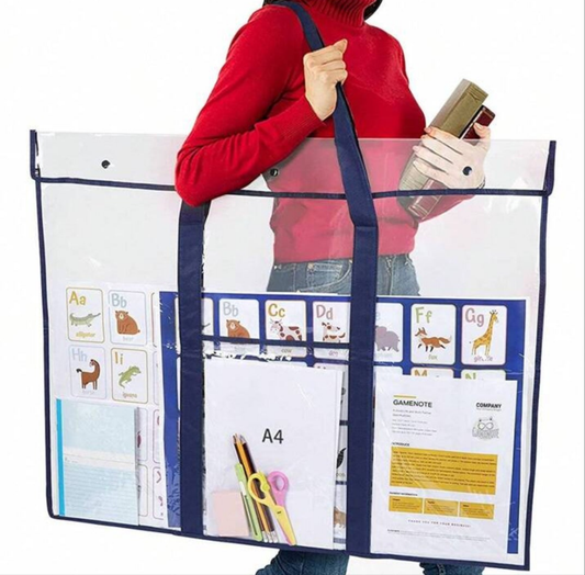Art Portfolio Bag Art PVC Storage Pocket Large Poster Storage Bag Durable Large Capacity Art Portfolio Organizer With Pocket Portable Bulletin Board Holder For Teacher Classroom