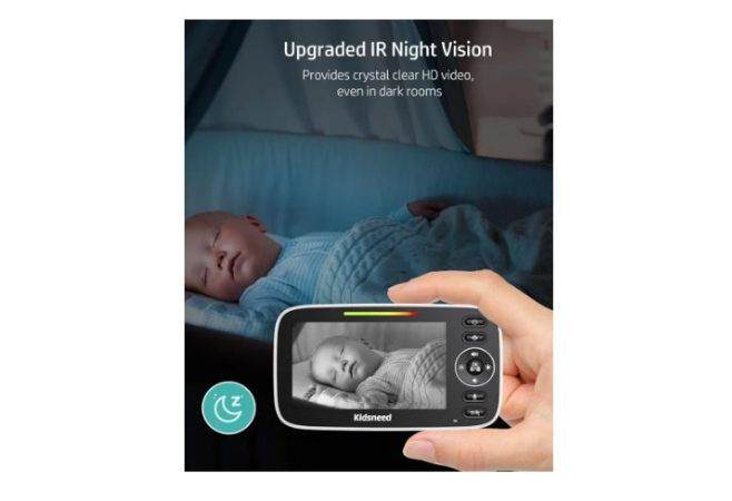 Baby Monitor, 4.3" Split Screen, 20 Hours Battery Life Baby Monitor with Camera and Audio|Remote PTZ, Two-Way Audio, Zoom, Night Vision, Lullabies, 960ft Long Range (Open Space)