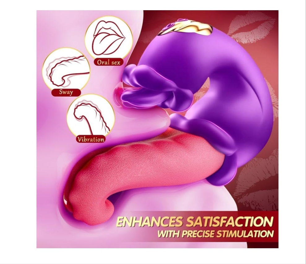 Vibrator Adult Sex Toys for Women - 4 in 1 Tongue Thrusting Vibrators Dildo Rose Sex Toys with 10 Licking Clitoral & 10 Vibration Mode, G Spot Clit Stimulator Pleasure Tools for Female Couples Games