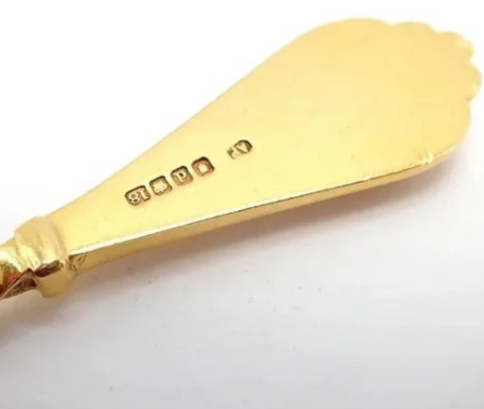 Antique Solid 18k Yellow Gold Sugar Bowl Dish Spoon Abraham Portal Set c. 1779