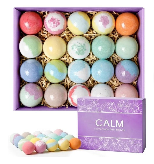 20PCS Bath Bombs for Women Presents Set Natural Wonderful Fizz Effect Bath Bomb with Shea Butter & Essential Oils, Bubble Bath Amazing Presents for Her/Him, Wife, Girlfriend, Mother