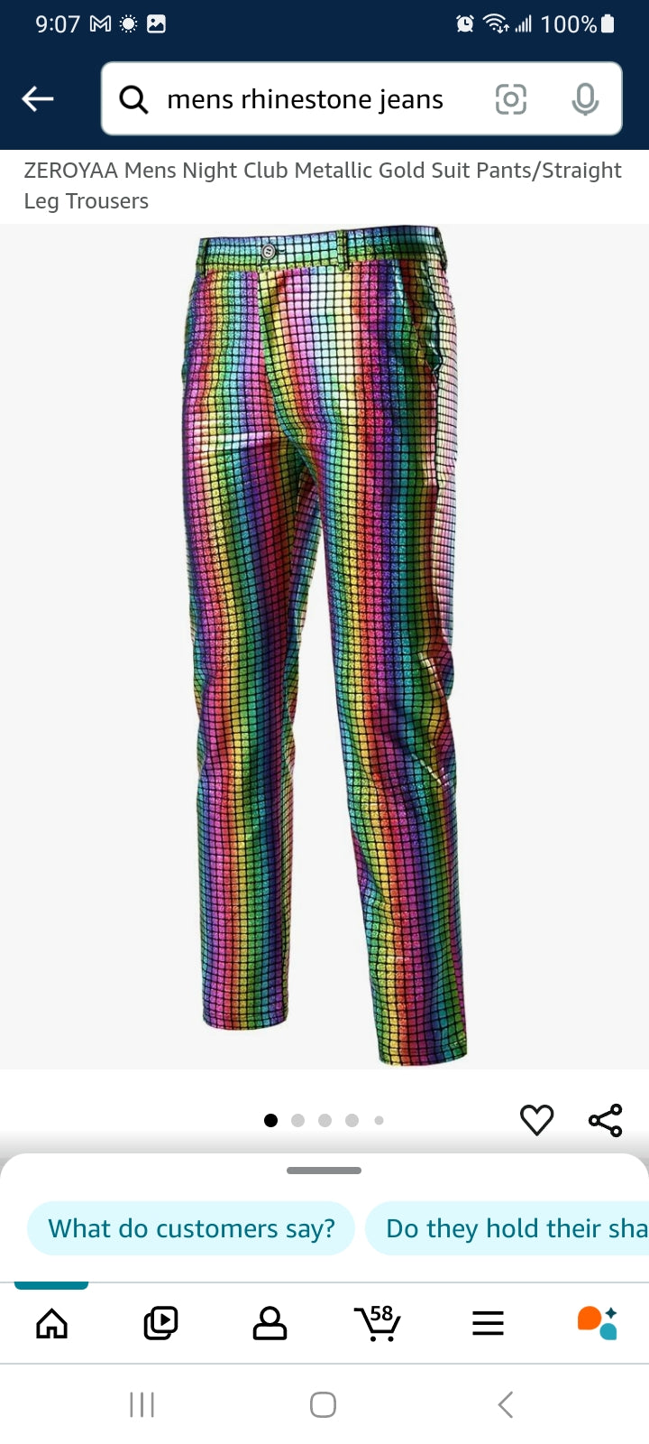 Mens Night Club Metallic Gold Suit Pants/Straight Leg Trousers