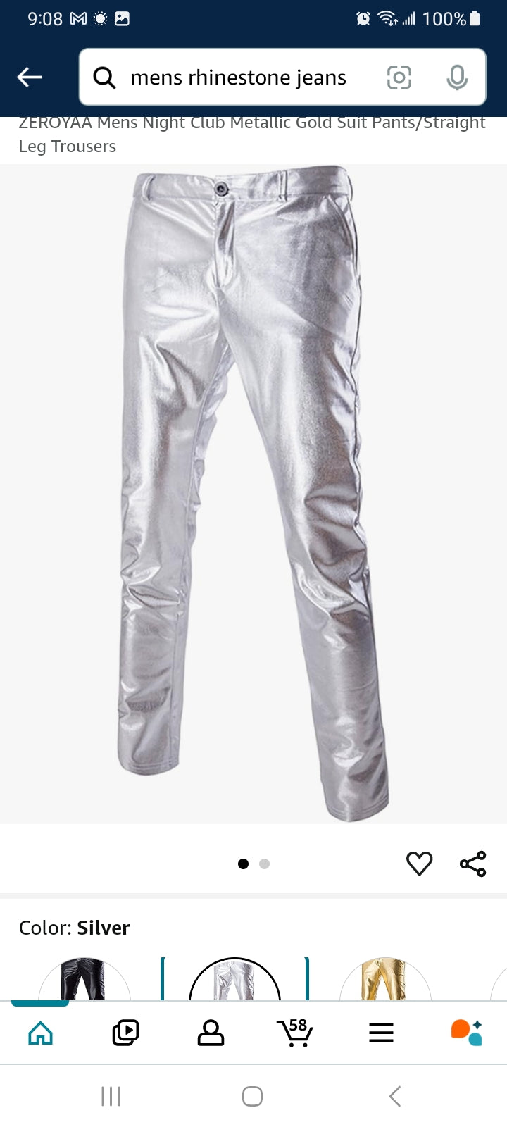 Mens Night Club Metallic Gold Suit Pants/Straight Leg Trousers