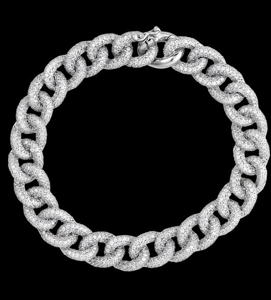 925 Sterling Silver Rhodium Plated CZ Cubic Zirconia Simulated Diamond Curb Link Bracelet 8 Inch - Link Bracelet
