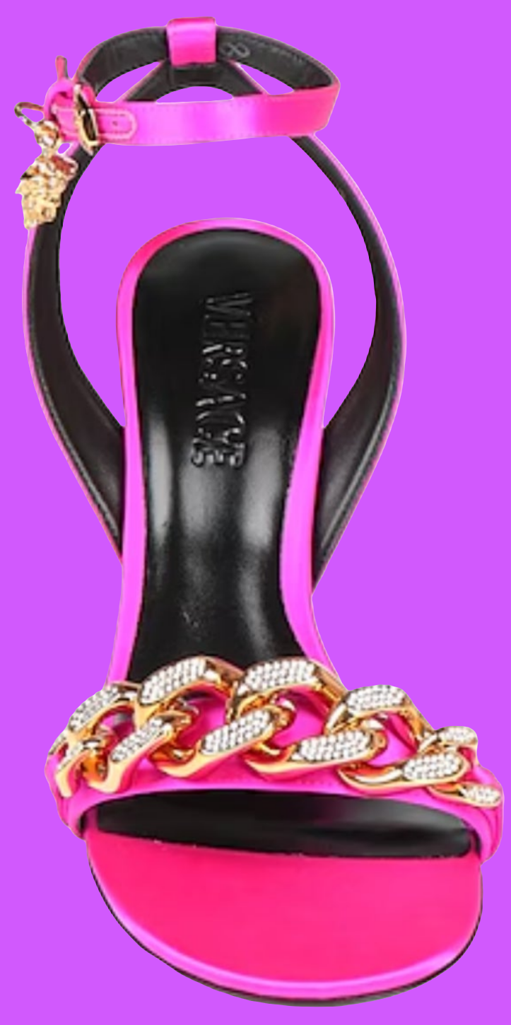 Versace Medusa 110mm Chain High Heeled Sandals
Deep Fuchsia Satin