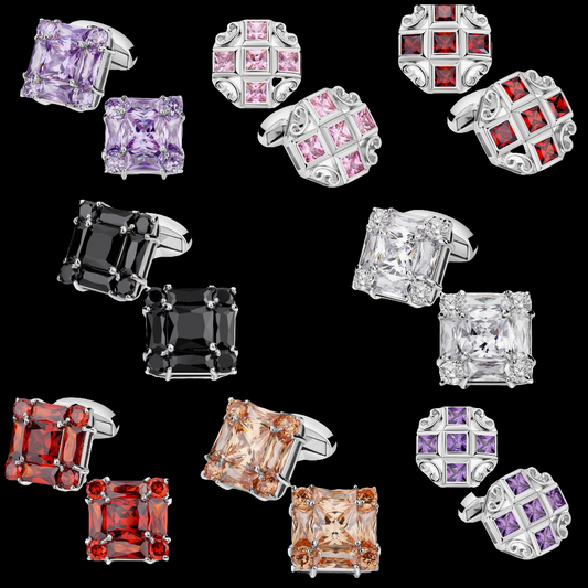 Shiny Cufflinks for Men's Fancy Shirt for Suit, in Gift Box, Matching with Solid Tie in Red White Black Blue Easily,