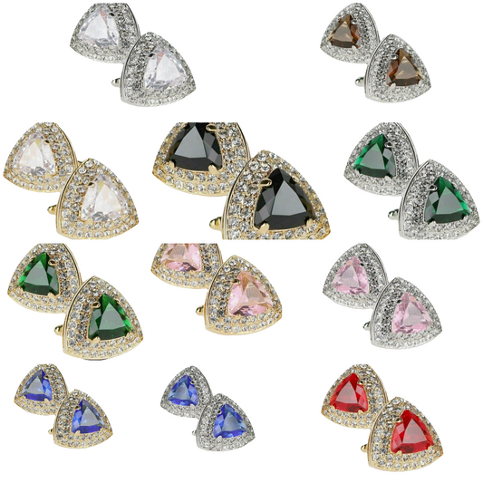 Triangular Crystal Diamond Set Cuff Links