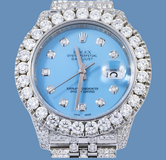 ROLEX DATEJUST 116200 36MM SKY BLUE DIAMOND DIAL WITH STAINLESS STEEL JUBILEE DIAMOND BRACELET Men's