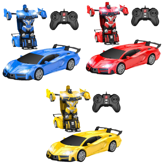 Remote Control Car，Transform Robot RC Cars with Cool LED Headlights, 2.4Ghz Toys Car with 360 Degree Rotation and One-Button Deformation, Christmas Birthday Gifts for Boys Girls(