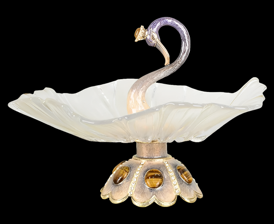 Exquisite Swan Shaped Glass Dried Fruit Plate, Snacks Display Stand for Home Living Room Festival Decoration Ornaments