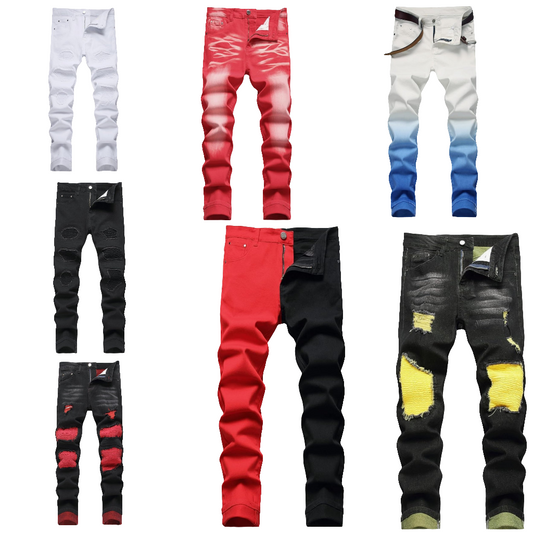 Men's Slim Fit Stretch Jeans Ripped Skinny Jeans for Men, Distressed Straight Leg Fashion Comfort Flex Waist Pants