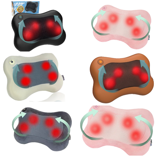 Back and Neck Massager with Heat - 3D Kneading Deep Tissue Electric Massage Pillow for Chair, Car, Muscle Pain Relief on Shoulders, Legs, Foot - Doctor Recommended -