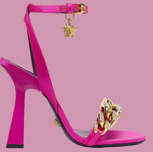 Versace Medusa 110mm Chain High Heeled Sandals
Deep Fuchsia Satin