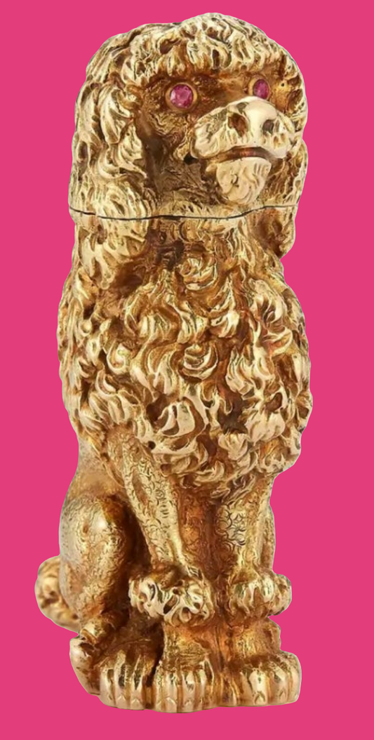 14k Gold Ruby Schlumberger Gold Poodle Lighter circa 1950s