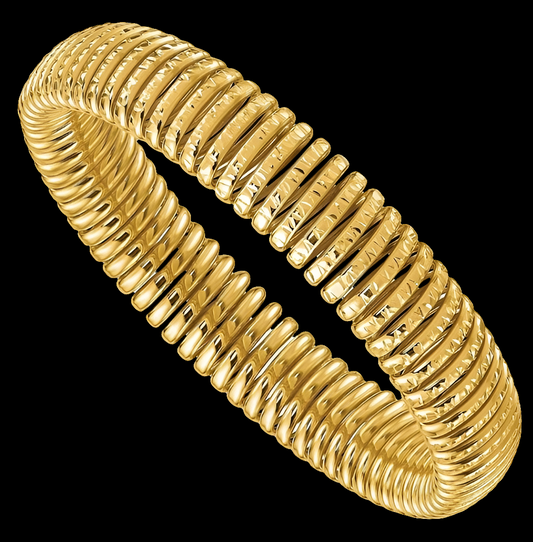 COCOMONEY 14K Solid Yellow Gold Stretch Wrap Bracelet