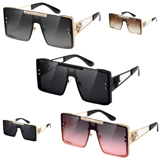 Sunglasses Womens Men Trendy Retro Sun Glasses Oversize Square Metal Frame K1470