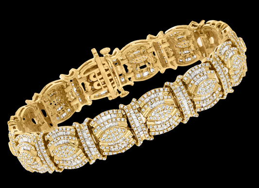 5.00 ct. t.w. Round and Baguette Diamond Bracelet in 18kt Gold Over Sterling