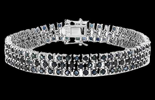 25.00 carats Blue Sapphire 925 sterling silver Tennis Bracelet,