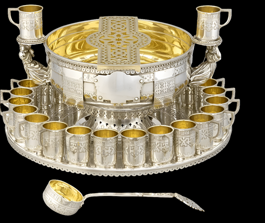 ANTIQUE Russian Imperial Silver Punch Set from Czar Alexander III