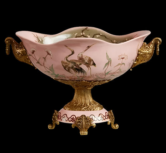 Adorable Hand-Painted Binaural Ceramic Fruit Bowl – Elegant Court Style Snack & Nut Tray, Decorative Serving Plate for Fruits, Desserts & Vegetables, Exquisite Home Decor Gift for Holidays & Parties