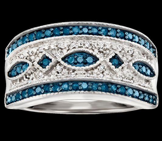 0.50 ct. t.w. Blue and White Diamond Ring in Sterling Silver
