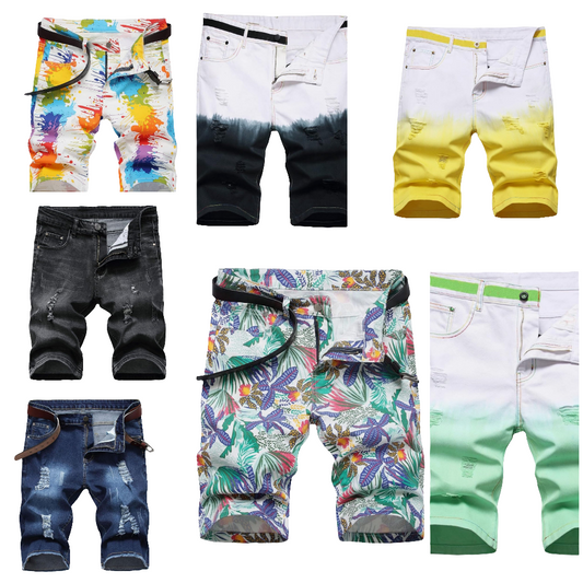 Men's Casual Printed Slim Fit Denim Shorts