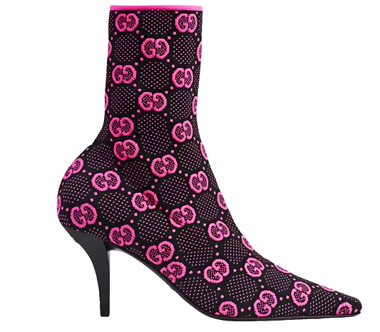 Gucci GG 75mm Knit Ankle Boots
Black Fluorescent Pink Fabric