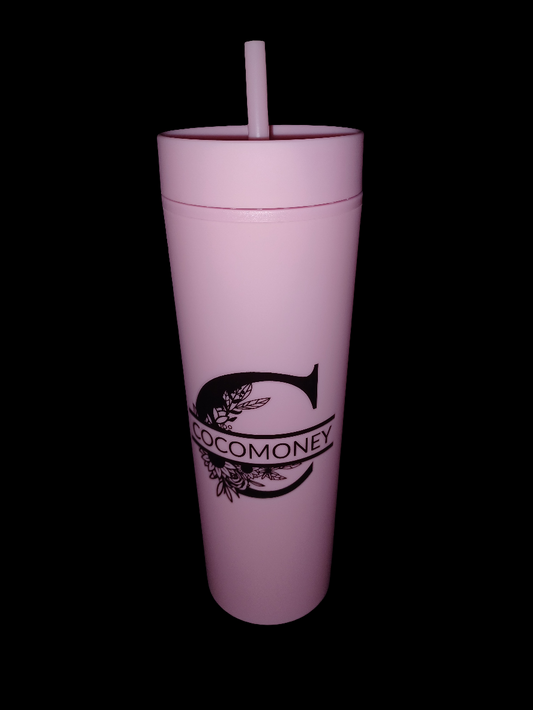 COCOMONEY skinny tumbler fabulous Acrylic and  plastic includes a straw for coffee pop or juice anything it's fun and pink and I love it so cute 😍 💗 I live for pink ☺️