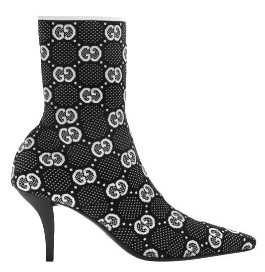 Gucci GG 75mm Ankle Boots Black/White fabric