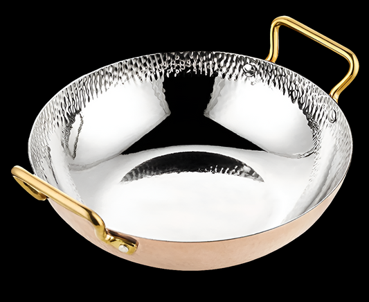 Gold plated Stainless Steel Omelet Pan with Gold Plated Handles - Spanish Paella Dish Pan Frying Pans 10/11/12inch Uncoated Non Stick Pot for Home Restaurants & Catering
