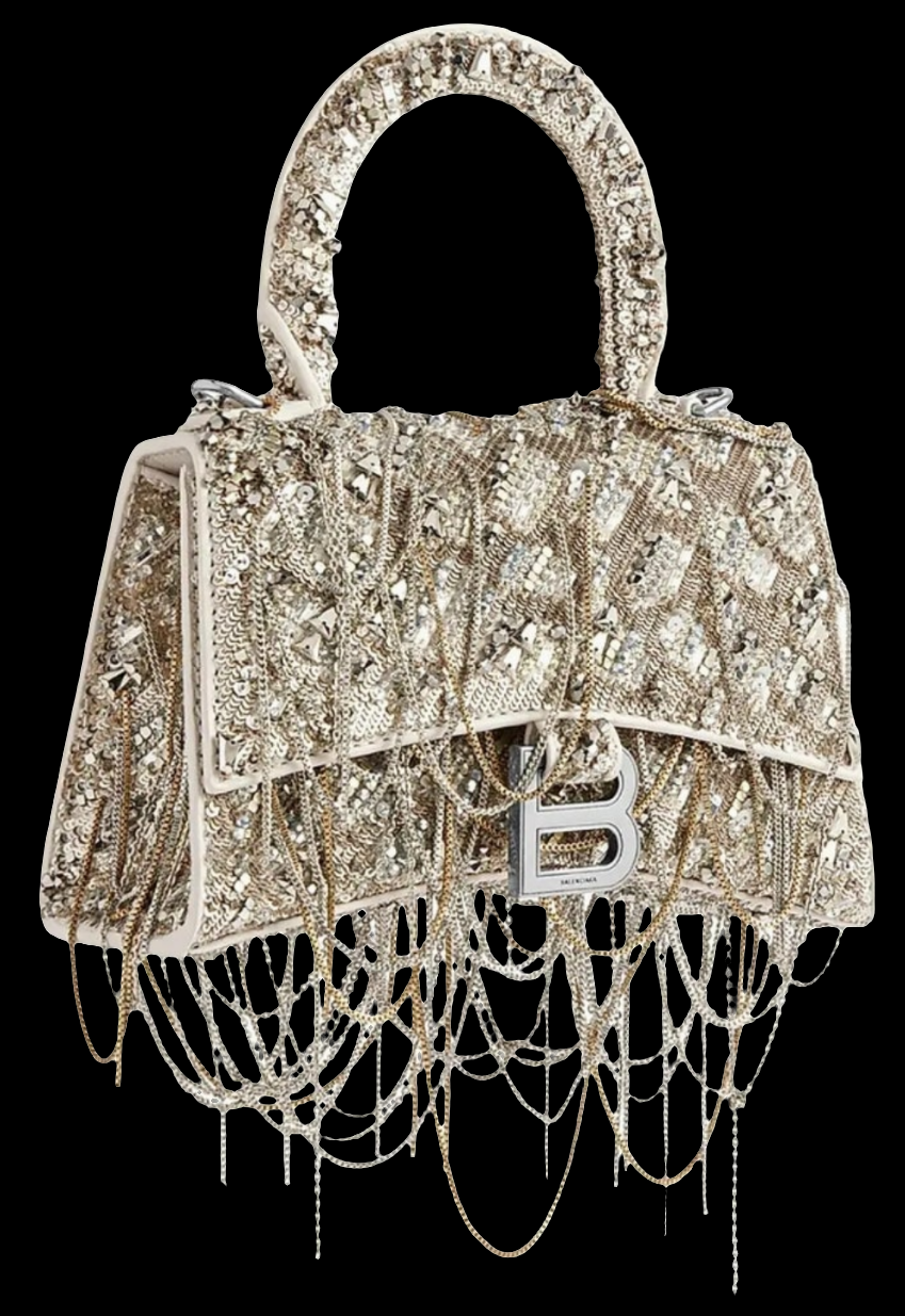 Balenciaga
Hourglass XS Top Handle Bag with Chain Embroidery