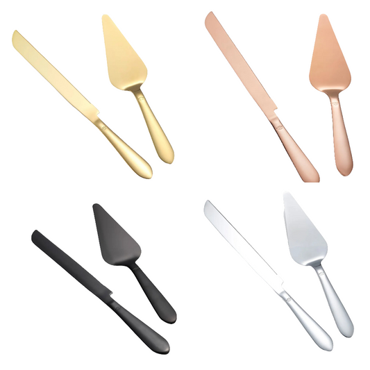 Cake Cutting Set for Wedding, Elegant Cake Knife and Server Set with Thickened Stainless Steel and Rounded Edges, Cake Cutter and Pie Spatula for Birthday Anniversary Christmas Gift Set of 2,