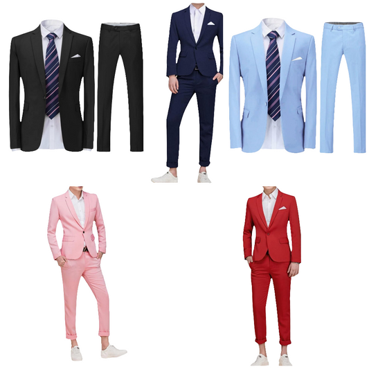 Men's Suit Single-Breasted One Button Center Vent 2 Pieces Slim Fit Formal Suits