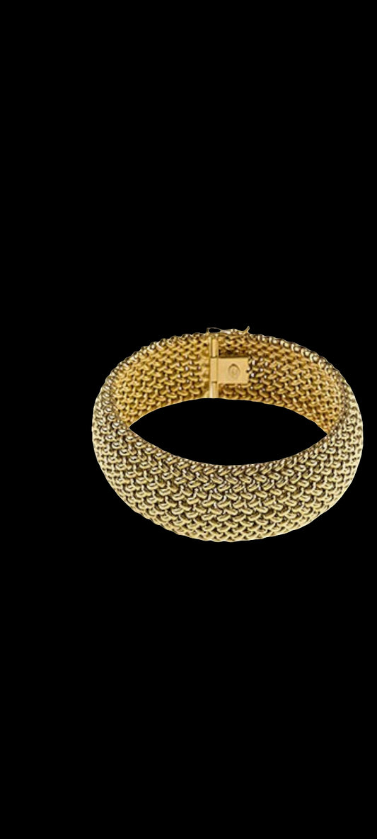 COCOMONEY Yellow Gold 22mm High Polish Mesh Bracelet - Contemporary Style
