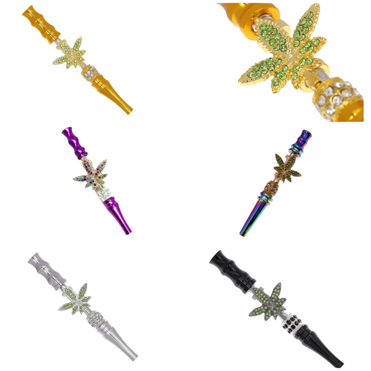 Hookah Tips Mouthpiece,Hookah Accessories Shisha Nargila Hose Mouth Tips Cigarette Holder for Women Metal Colored Rhinestone Nozzles,