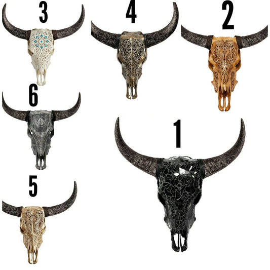 Hand-Crafted Real Authentic Taxidermy Cow Skull/Bull Skull Wall Decor with XL Horns/Real Animal Cow Skull Wall Decor (Hand-Carved Horns)