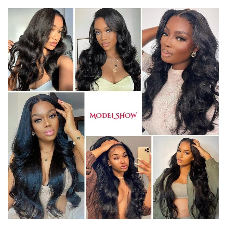 30 Inch Lace Front Wigs Human Hair Body Wave Wig 13x4 Pre Plucked 180 Density HD Transparent Lace Frontal Wigs Human Hair for Women Body Wave Human Hair Wigs with Baby Hair Natural Black
