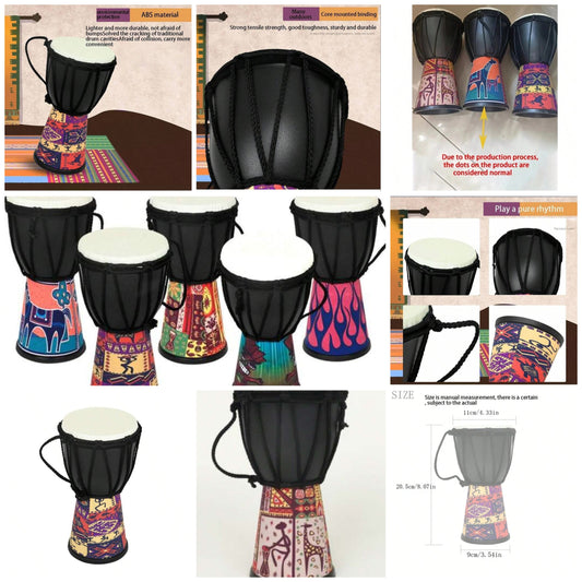 1 Pc African Djembe Drum Percussion Instrument, Lightweight For Beginner, Handmade Goatskin Drum [Some Parts Random Color, Color Variance]