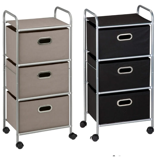 3 Drawer Rolling Cart - Gray CRT-06248 Grey 11.5 in L x 16.125 in W x 35.5 in H (29.2 cm L x 41 cm W x 90.2 cm H)