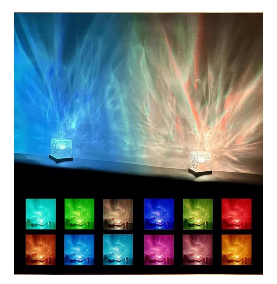 Ocean Wave Projector Light, 16-Color Luminorthe Cube Lamp & App Remote, 3D Holographic Water Ripple Romantic Ambient Lighting for Child's Room, Meditation Relaxation, Night Light